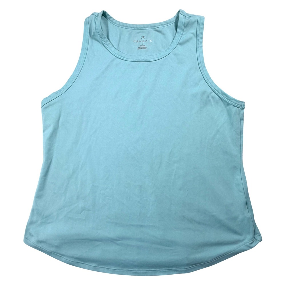 Danskin Womens Turquoise Blue Activewear Tank Top Curved Hem Large‎ 1590498 EUC